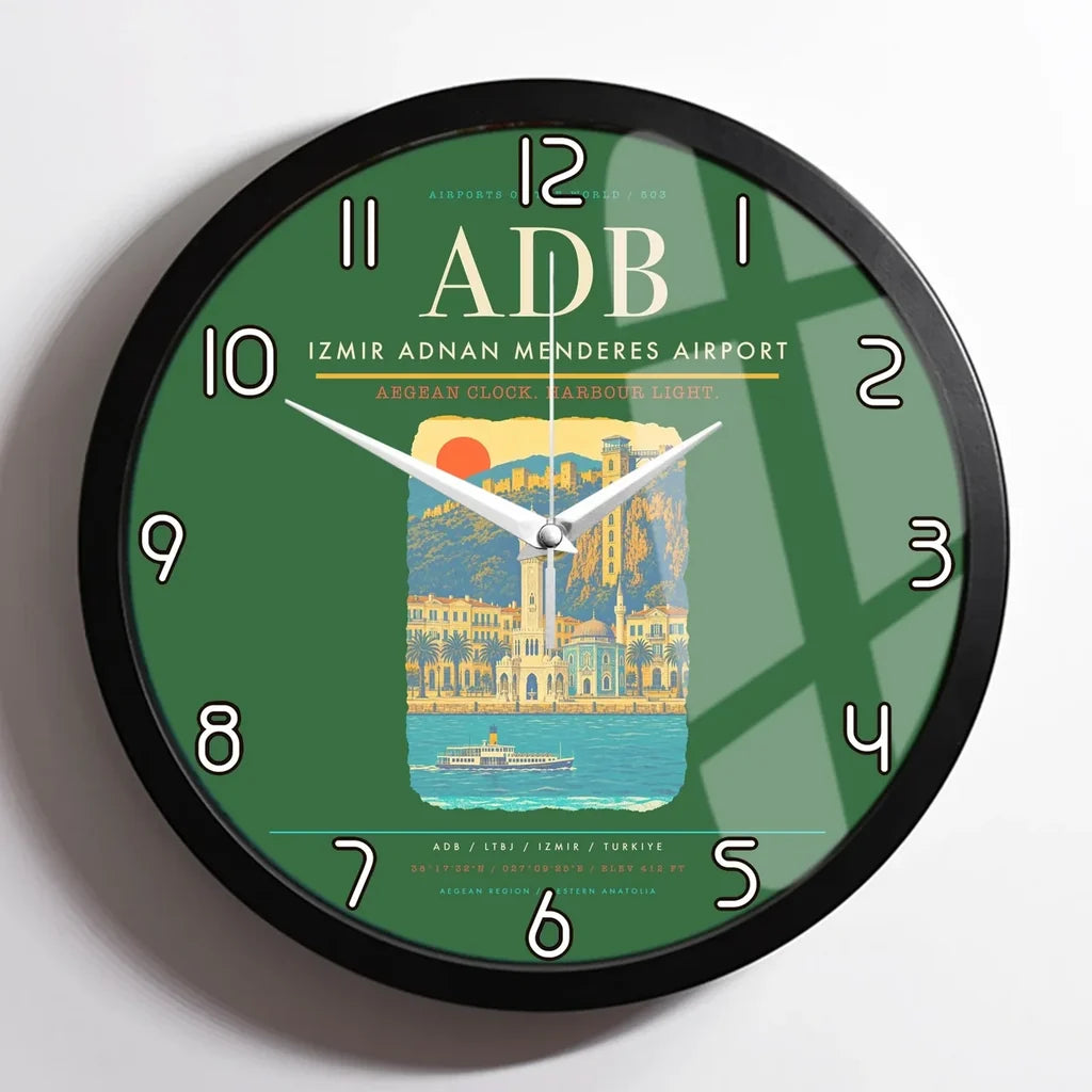 Izmir Adnan Menderes Airport ADB Wall-Clock Framed - Green
