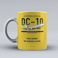 Thumbnail for McDonnell Douglas DC-10 design on yellow ceramic mug, double-side print