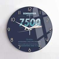 Thumbnail for Bombardier Global 7500 design on navy blue no frame wall clock