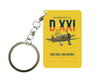 Thumbnail for Fokker D.XXI — Dutch LVA aircraft 221 design on yellow designed key chain, double-side print