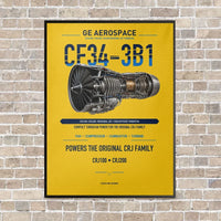 Thumbnail for CF34-3B1 vertical canvas print - framed - yellow background