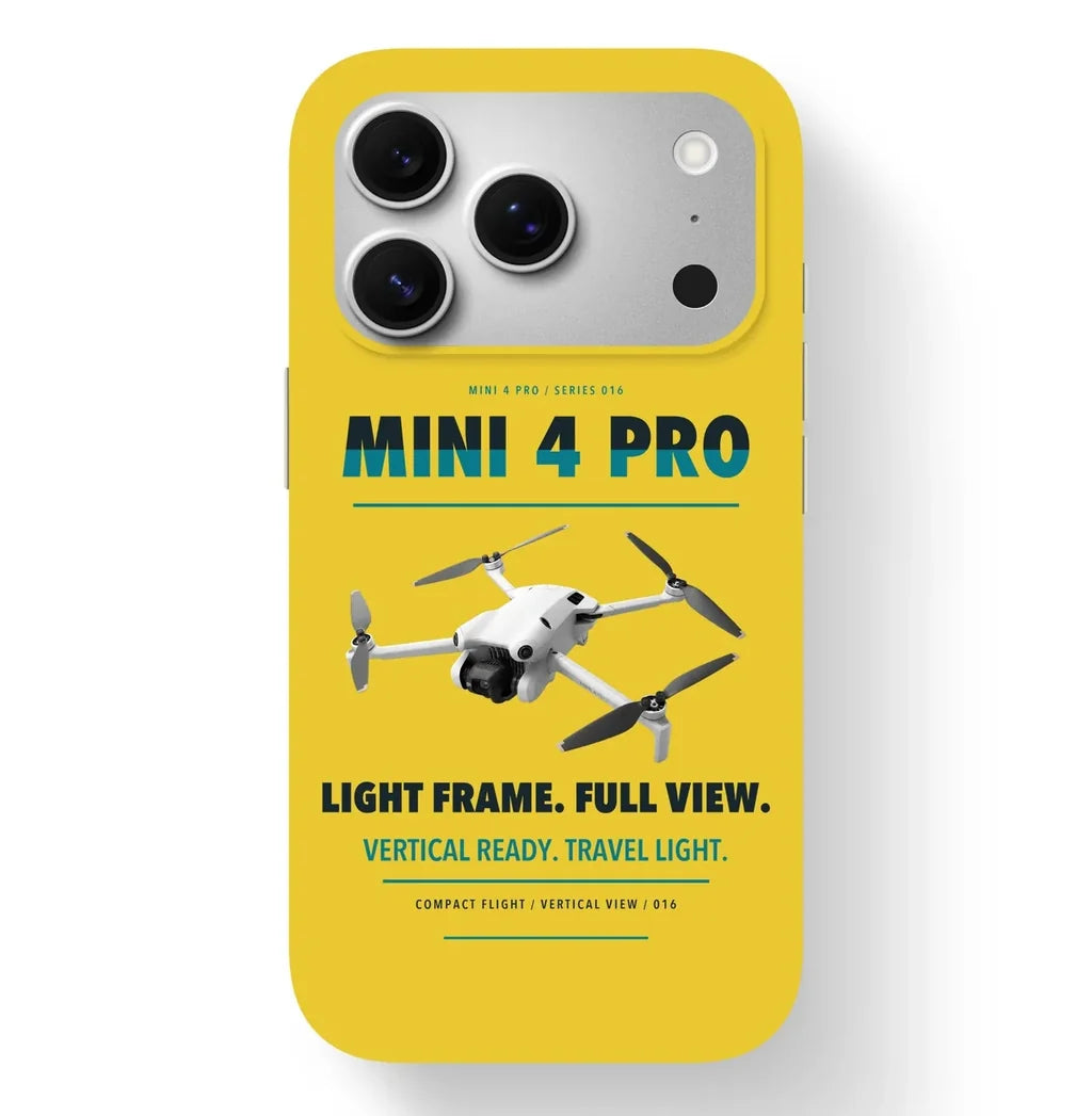 DJI Mini 4 Pro Case design on yellow iphone case