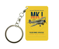 Thumbnail for Fairey Swordfish Mk I design on yellow designed key chain, double-side print