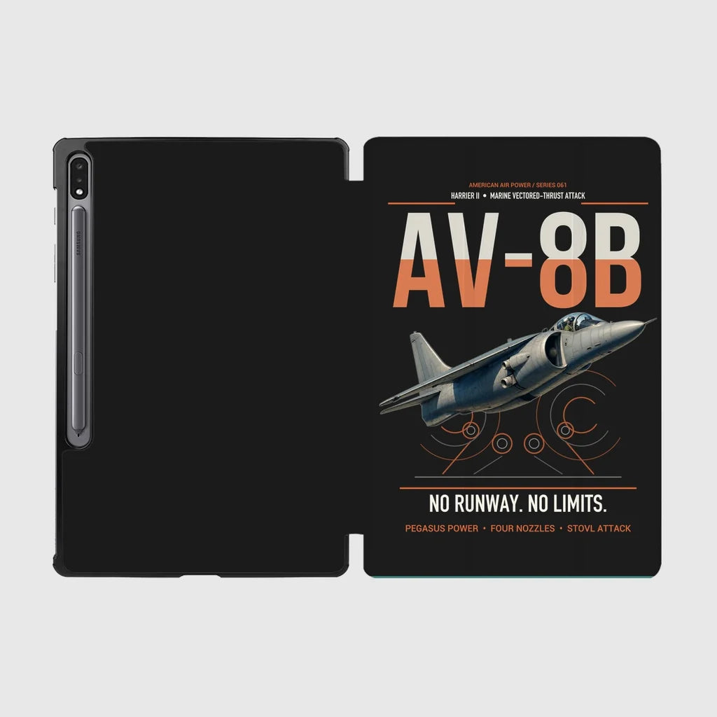 AV-8B Harrier II design on black samsung tablet tablet case