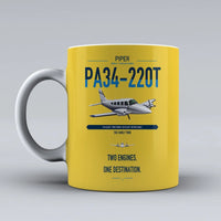 Thumbnail for Piper PA-34-220T Seneca V design on yellow ceramic mug, double-side print
