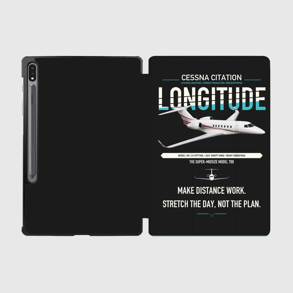 Cessna Citation Longitude design on black samsung tablet tablet case