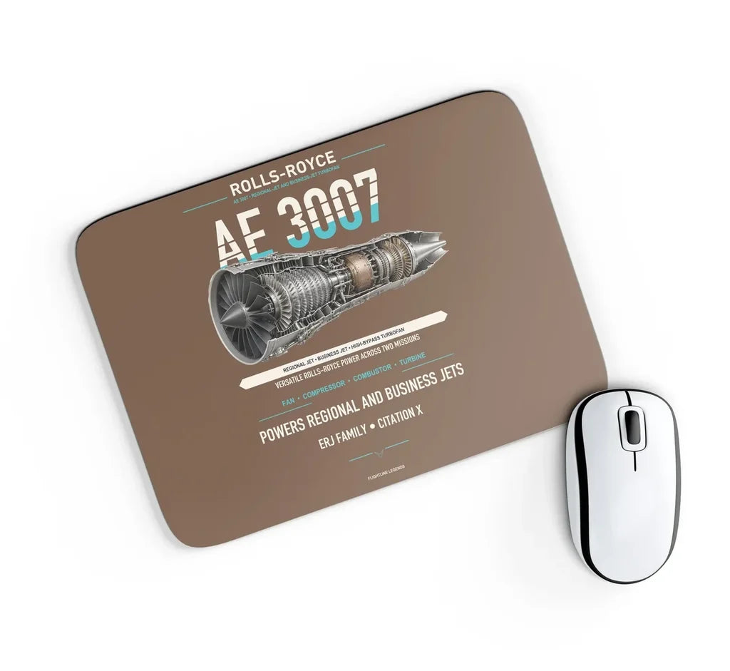 AE 3007 design on brown rectangle mouse pad