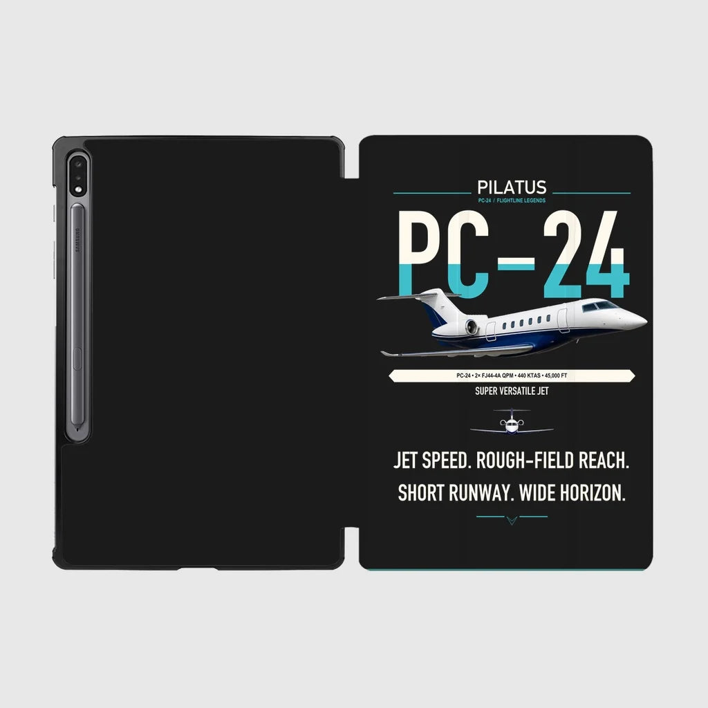 Pilatus PC-24 design on black samsung tablet tablet case