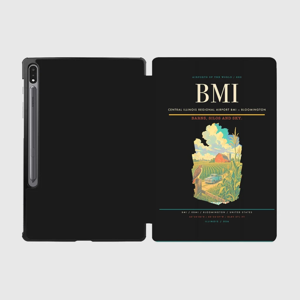 Central Illinois Regional Airport (BMI) design on black samsung tablet tablet case