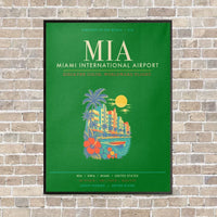 Thumbnail for Miami International Airport MIA - Canvas Framed - Green