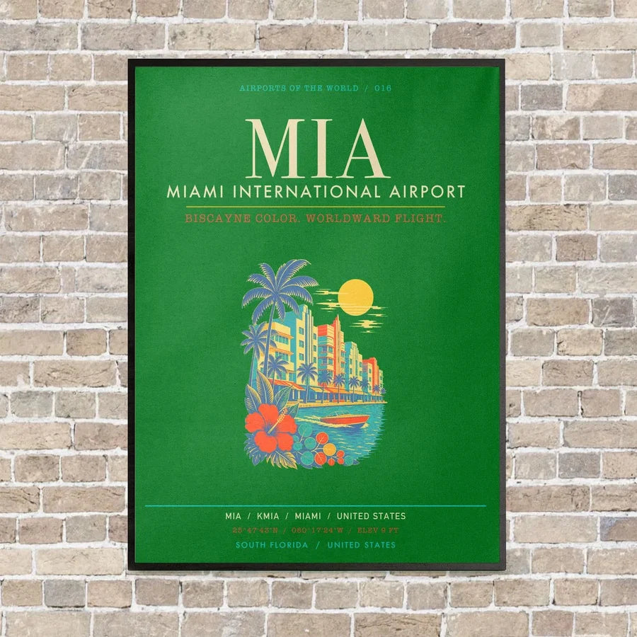 Miami International Airport MIA - Canvas Framed - Green