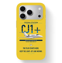 Thumbnail for Cessna Citation CJ1+ design on yellow magsafe iphone case, for iPhone 17 Pro