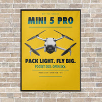 Thumbnail for DJI Mini 5 Pro vertical canvas print - framed - yellow background