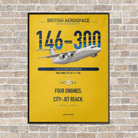 Thumbnail for BAe 146-300 vertical canvas print - framed - yellow background
