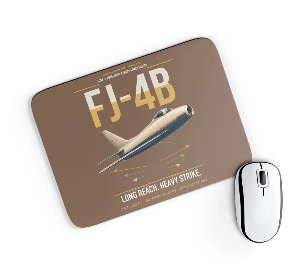 FJ-4B Fury design on brown rectangle mouse pad