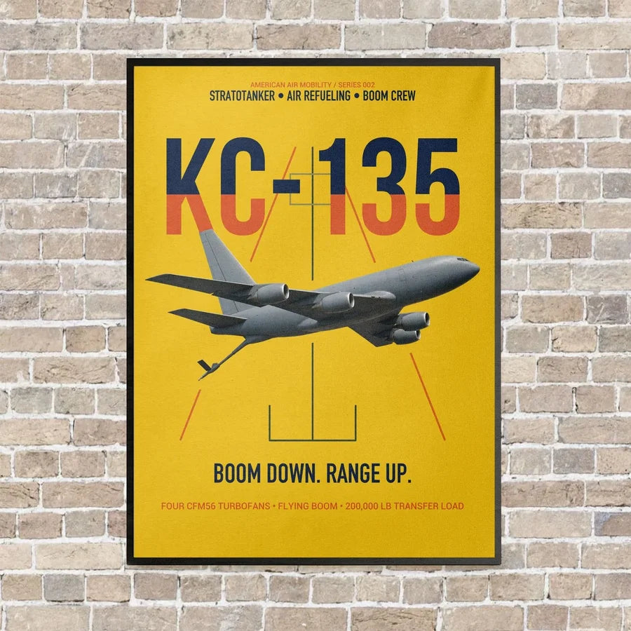 KC-135 STRATOTANKER vertical canvas print - framed - yellow background