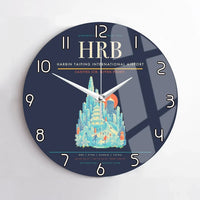 Thumbnail for Harbin Taiping International Airport (HRB) design on navy blue no frame wall clock