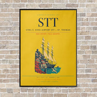 Thumbnail for Cyril E. King Airport STT — St. Thomas vertical canvas print - framed - yellow background