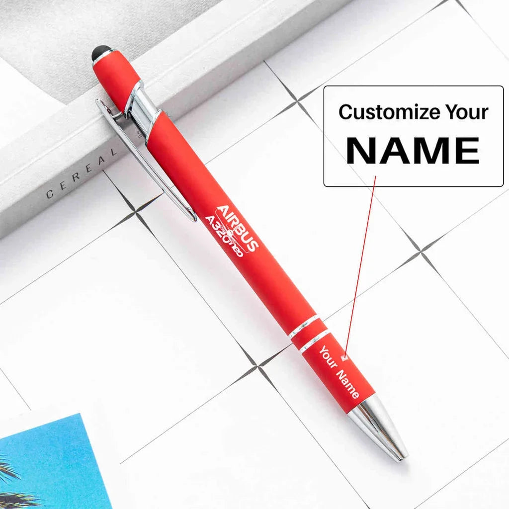 Amazing Airbus A320neo touch pen - red with name