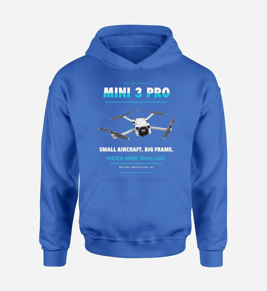 DJI Mini 3 Pro design on blue hoodie single side