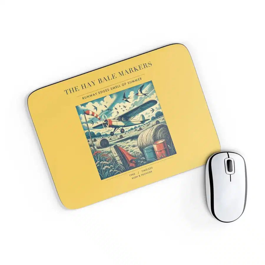 VINTAGE G4387 - The Hay Bale Markers - Designed Mouse Pads design on yellow rectangle