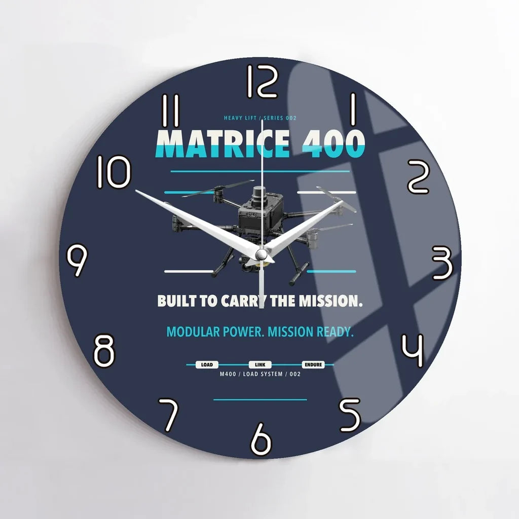 DJI Matrice 400 design on navy blue no frame wall clock