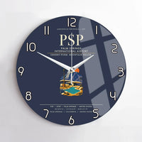 Thumbnail for Palm Springs International Airport (PSP) design on navy blue no frame wall clock