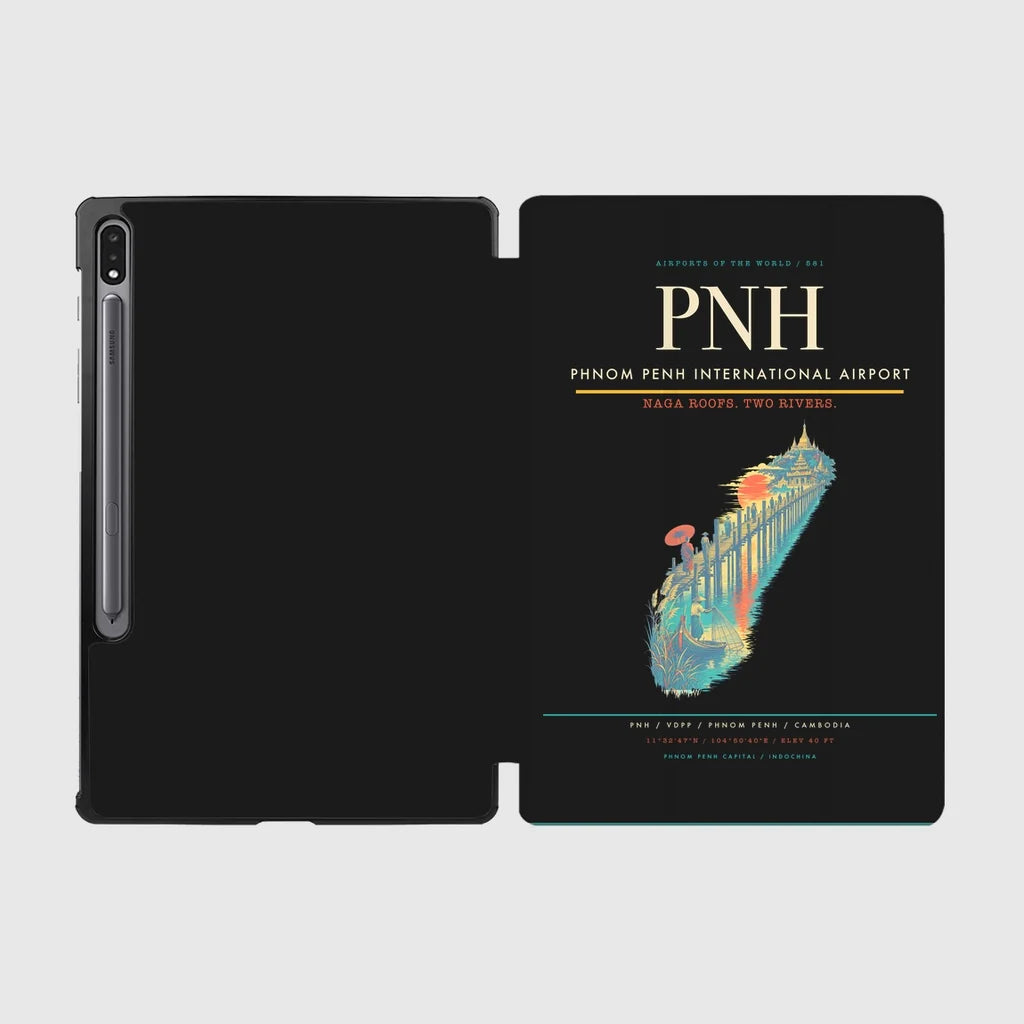 Phnom Penh International Airport (PNH) design on black samsung tablet tablet case
