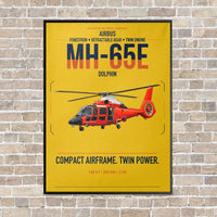 Thumbnail for Airbus MH-65E Dolphin vertical canvas print - framed - yellow background