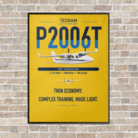 Thumbnail for Tecnam P2006T vertical canvas print - framed - yellow background