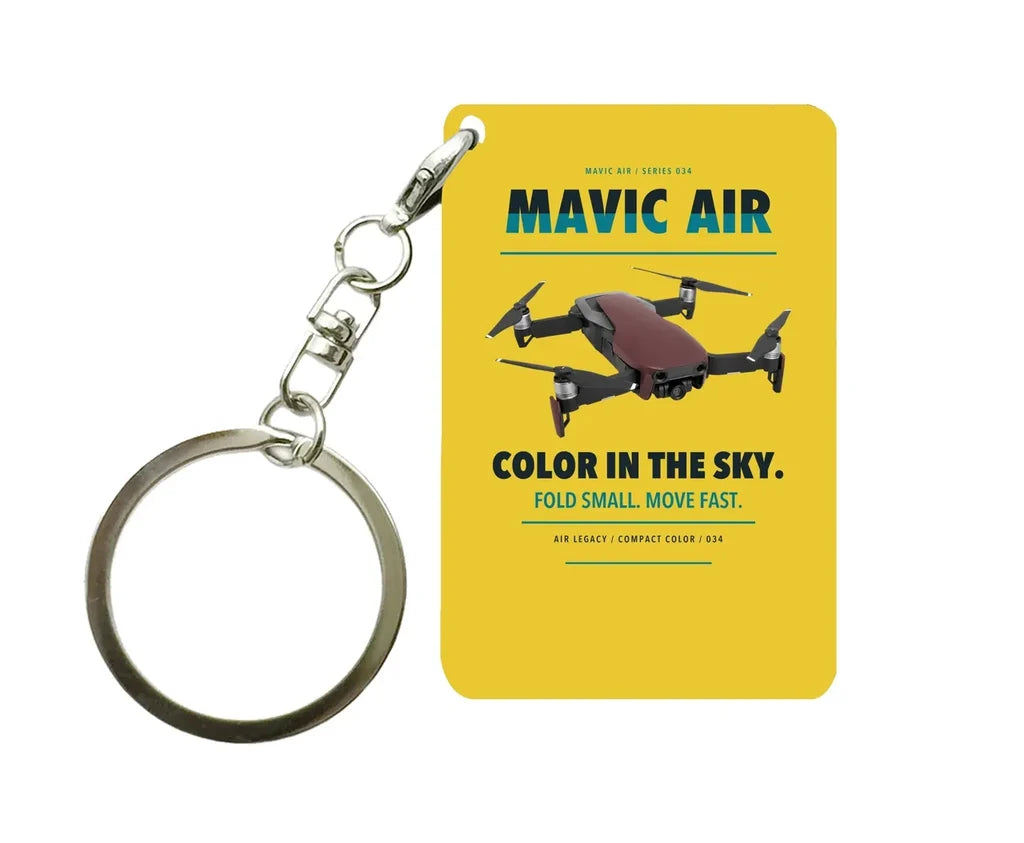 DJI Mavic Air Key Chain design on yellow key chain