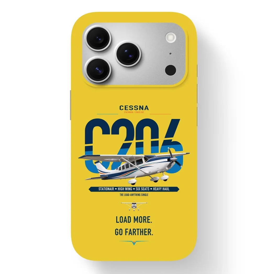 Cessna 206 Stationair design on yellow magsafe iphone case, for iPhone 17 Pro