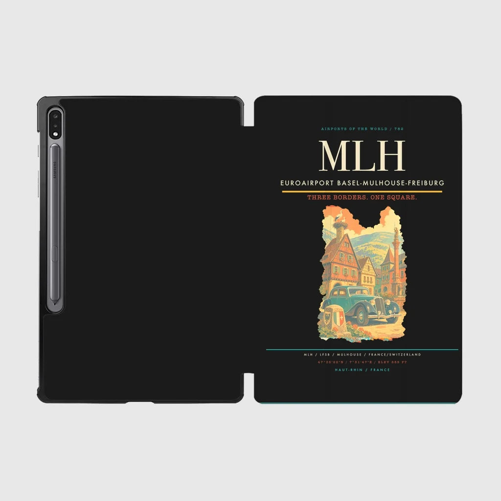 EuroAirport Basel-Mulhouse-Freiburg (MLH) design on black samsung tablet tablet case