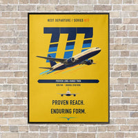 Thumbnail for Boeing 777-200ER vertical canvas print - framed - yellow background