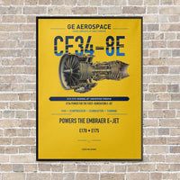 Thumbnail for CF34-8E vertical canvas print - framed - yellow background