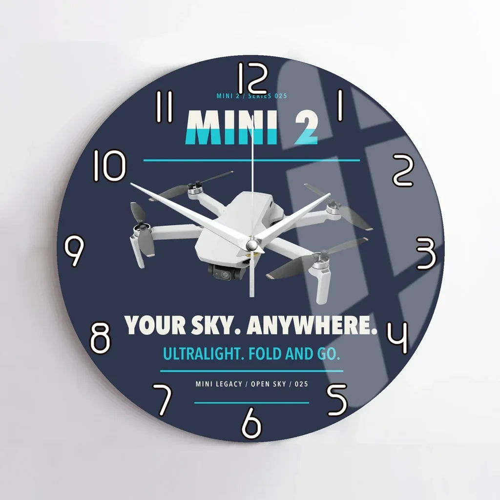 DJI Mini 2 design on navy blue no frame wall clock