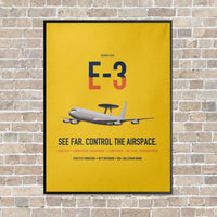 Thumbnail for E-3 Sentry AWACS vertical canvas print - framed - yellow background