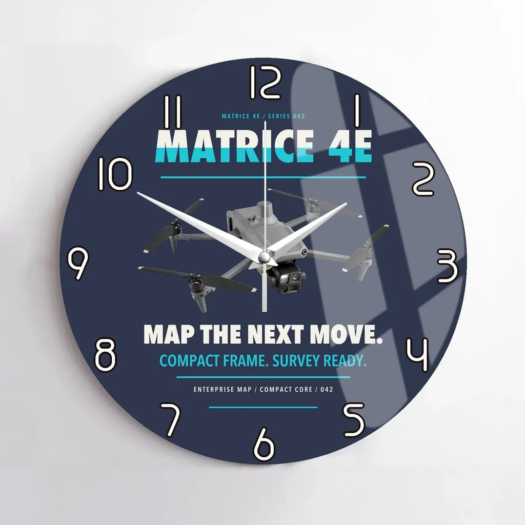 DJI Matrice 4E design on navy blue no frame wall clock