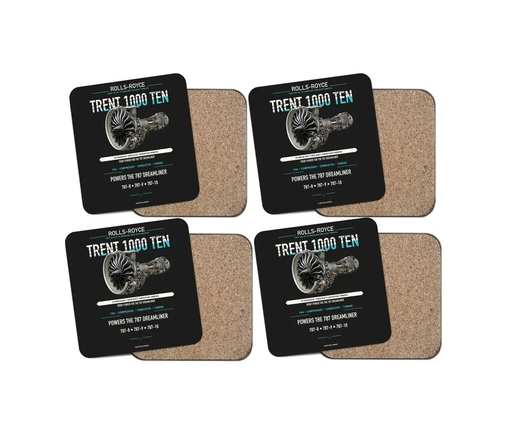 Embraer ERJ145 design on black 4 pieces set coaster