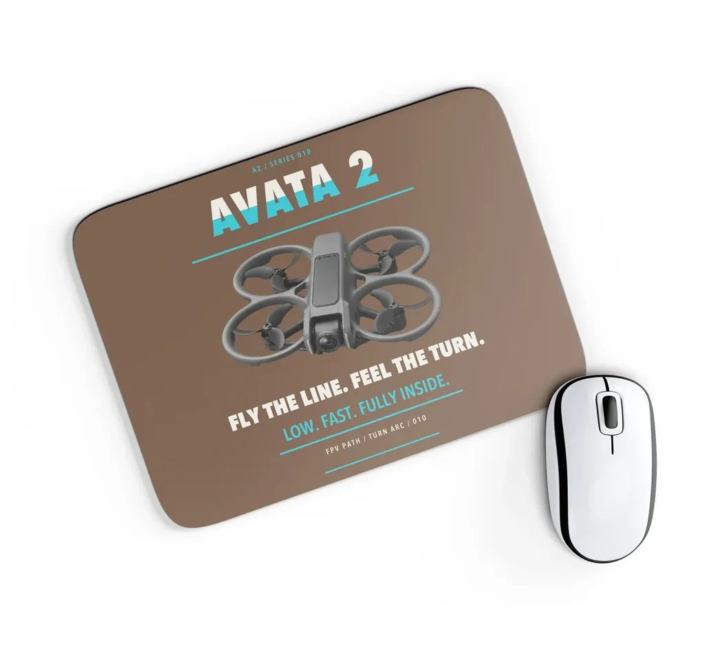 DJI Avata 2 design on brown rectangle mouse pad