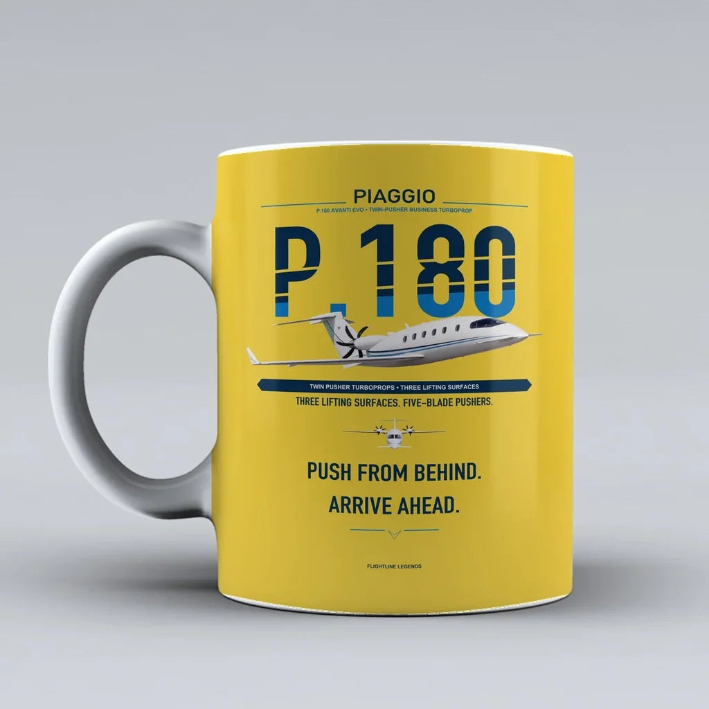 P.180 Avanti EVO Mug design on yellow piaggio