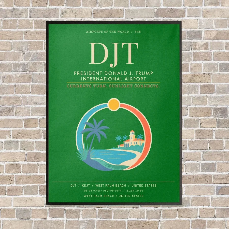 President Donald J. Trump International Airport DJT - Canvas Framed - Green