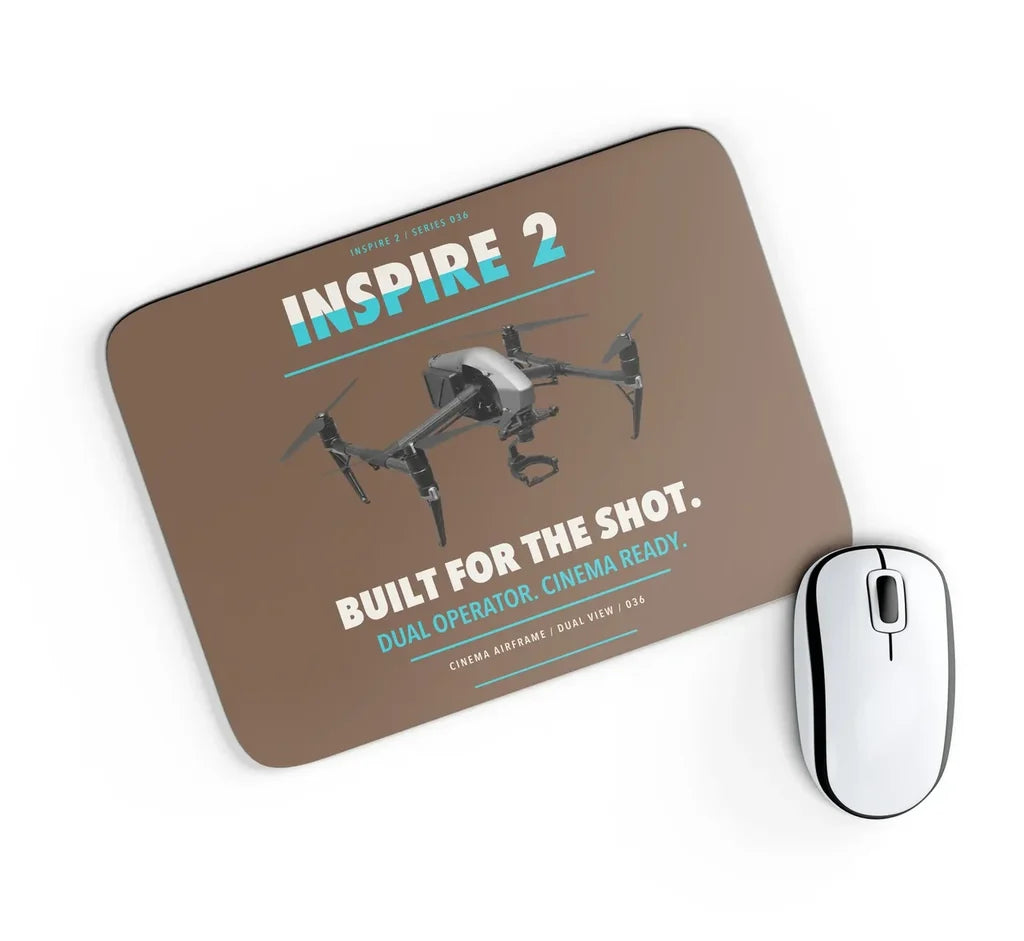 DJI Inspire 2 design on brown rectangle mouse pad
