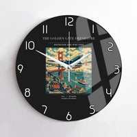 Thumbnail for VINTAGE G4116 - The Golden Gate Departure - Designed Wall Clocks design on black no-frame