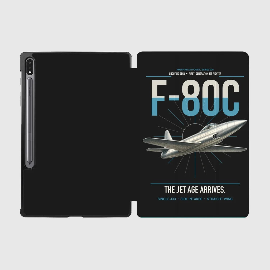 F-80C Shooting Star design on black samsung tablet tablet case
