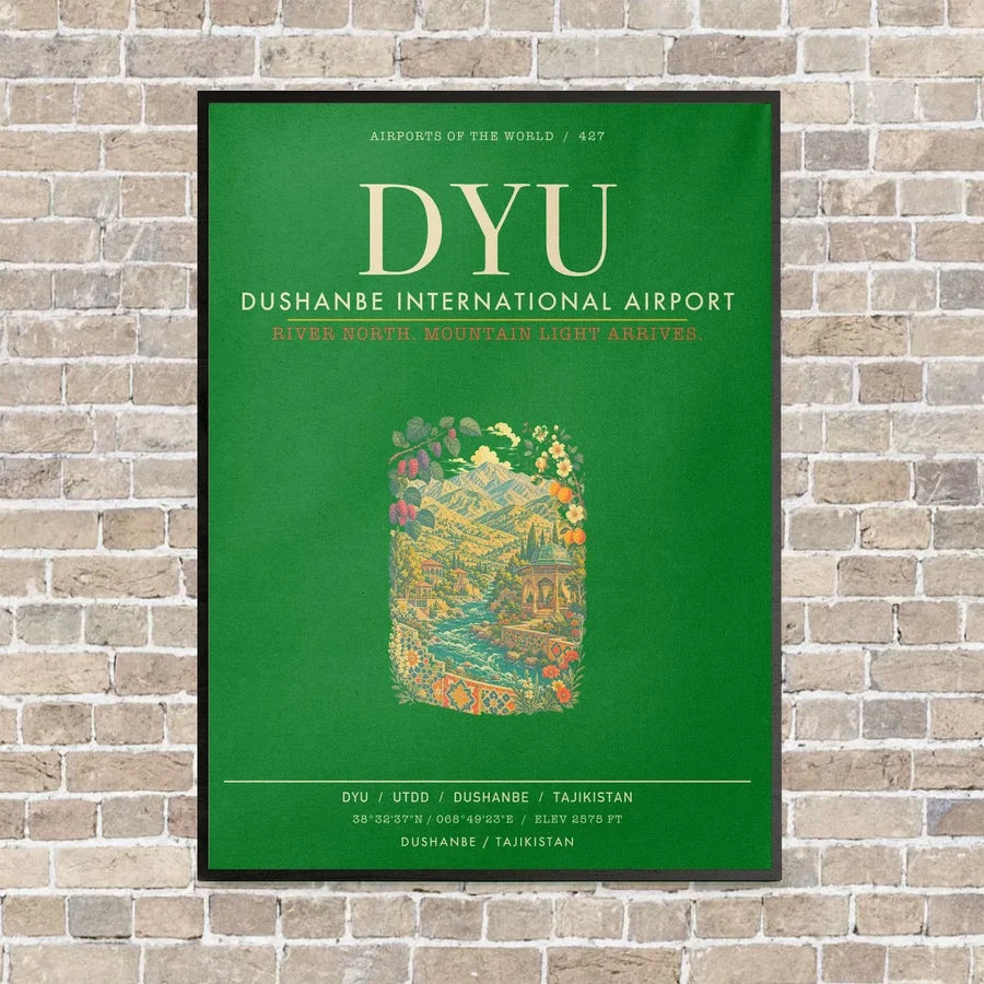 Dushanbe International Airport DYU - Canvas Framed - Green