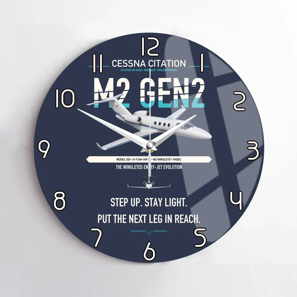 Cessna Citation M2 Gen2 design on navy blue no frame wall clock