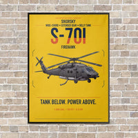 Thumbnail for Sikorsky S-70i FIREHAWK vertical canvas print - framed - yellow background