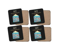 Thumbnail for Sitka Rocky Gutierrez Airport (SIT) design on black 4 pieces set coaster
