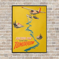 Thumbnail for Pontoons Point Toward Tomorrow vertical canvas print - framed - yellow background